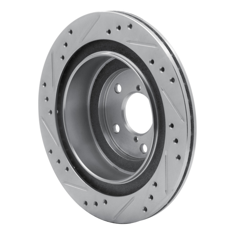 Subaru Impreza Brake Rotor (1) - Rear Right - R1 Concepts - Drilled & Slotted - Silver - `05-`09